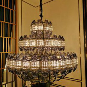 Tri-layer palace-style crystal chandelier