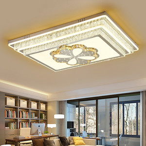 Delicate flower pattern crystal trimmed golden ceiling lamp