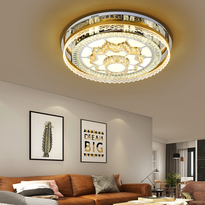 Delicate Circular Crystal trimmed ceiling lamp