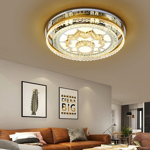 Delicate Circular Crystal trimmed ceiling lamp