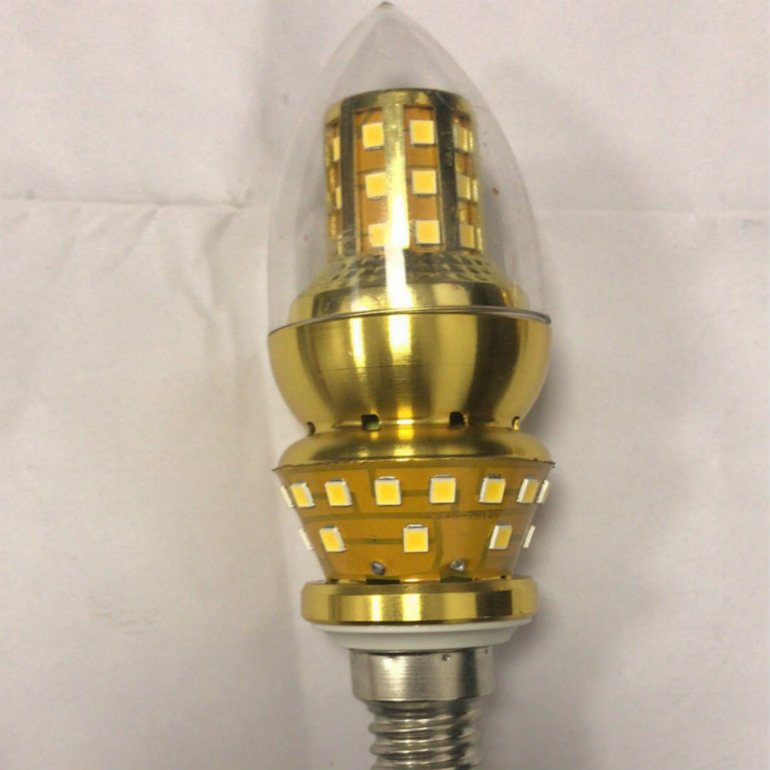 Golden pointed candle bulb