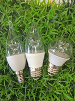 Transparent plastic-clad aluminium LED candle bulb lamp