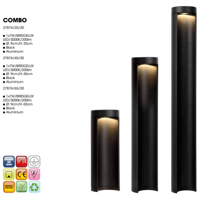 Black cylindrical, multi-size, warm light, LED outdoor wall lamp