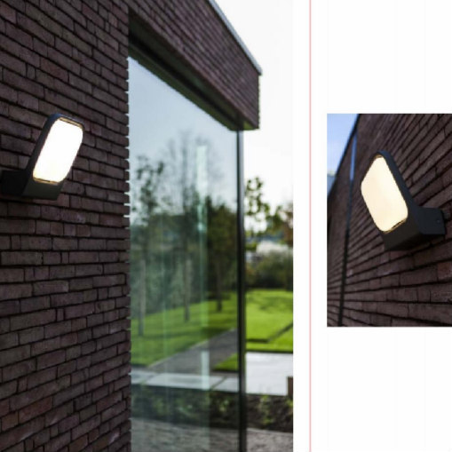 Simple, square, thin, black outdoor wall lamp