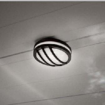 Simple, round, black, outdoor ceiling lamp / wall lamp