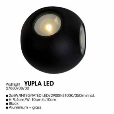 Modern, black, round, three-sided light, warm light, outdoor wall lamp