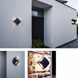 Rhombic, black, four-sided luminous, outdoor wall lamp