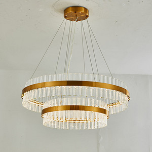 Simple, round, two-layer, glass-edge chandelier