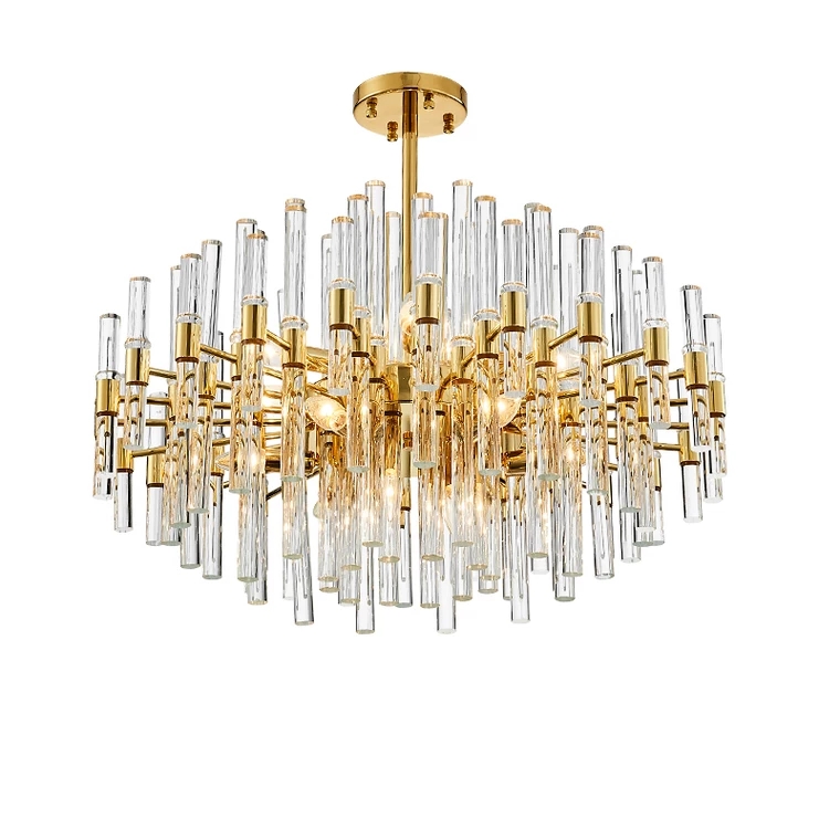 Circular single-layer long cylindrical glass chandelier