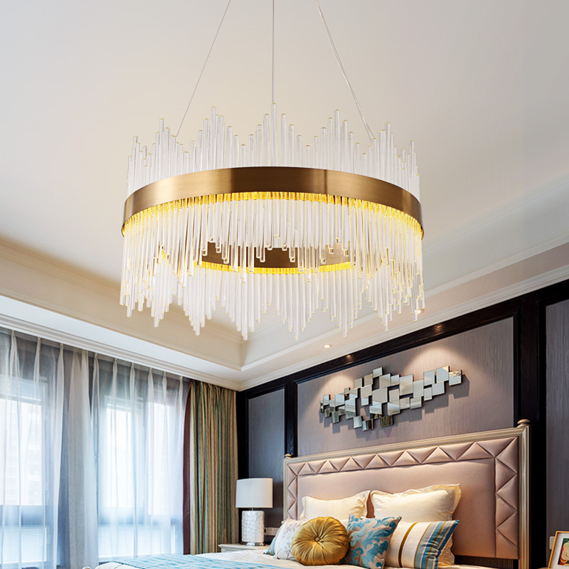 Long cylindrical glass-side Chandelier