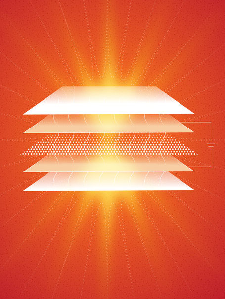 Schematic of a half-light- half-matter quasiparticle based LED