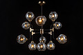 Household lighting/Ceiling lamp/Matt black color+Antique brass color+iron+glass+aluminium alloy+E27*40W/12 lampholder