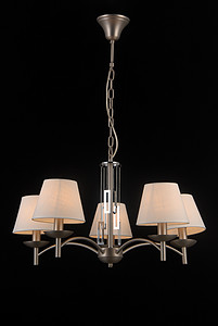 Household Lighting/Ceiling Lamp/Satin nickel color+chrome color+iron+fabric shade+E14*40W（5 lampholders）