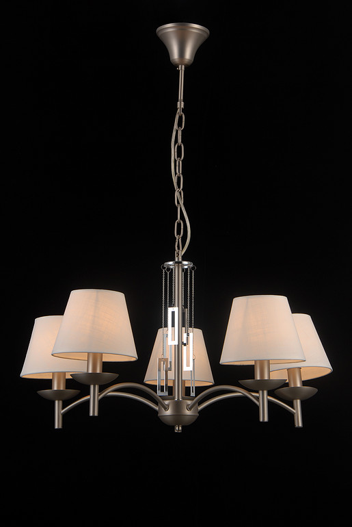 Household Lighting/Ceiling Lamp/Satin nickel color+chrome color+iron+fabric shade+E14*40W（5 lampholders）