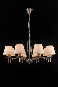 Household Lighting/Ceiling Lamp/Satin nickel color+chrome color+iron+fabric shade+E14*40W（8 lampholders）