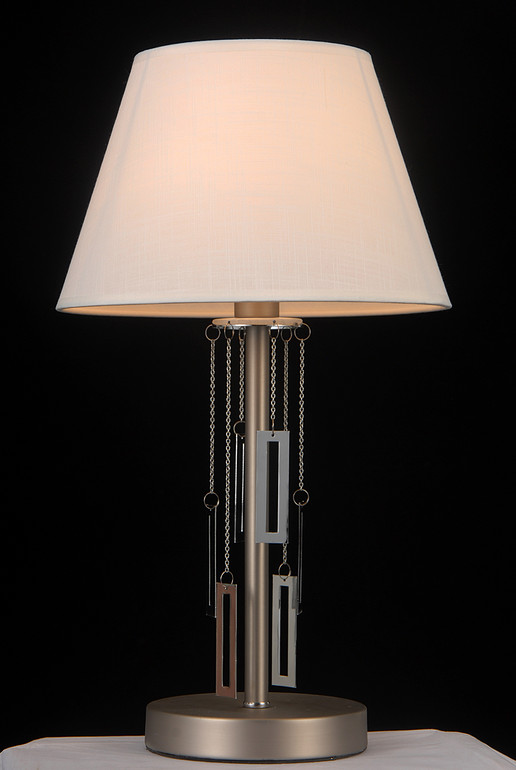 Household Lighting/Table Lamp/Satin nickel color+chrome color+iron+fabric shade+E14*40W