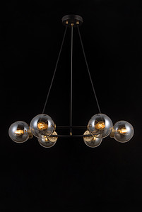 Household Lighting/Ceiling Lamp/Matt black color+Antique brass color+iron+glass+Glass+E14*5W(LED ,6 Lampholders)