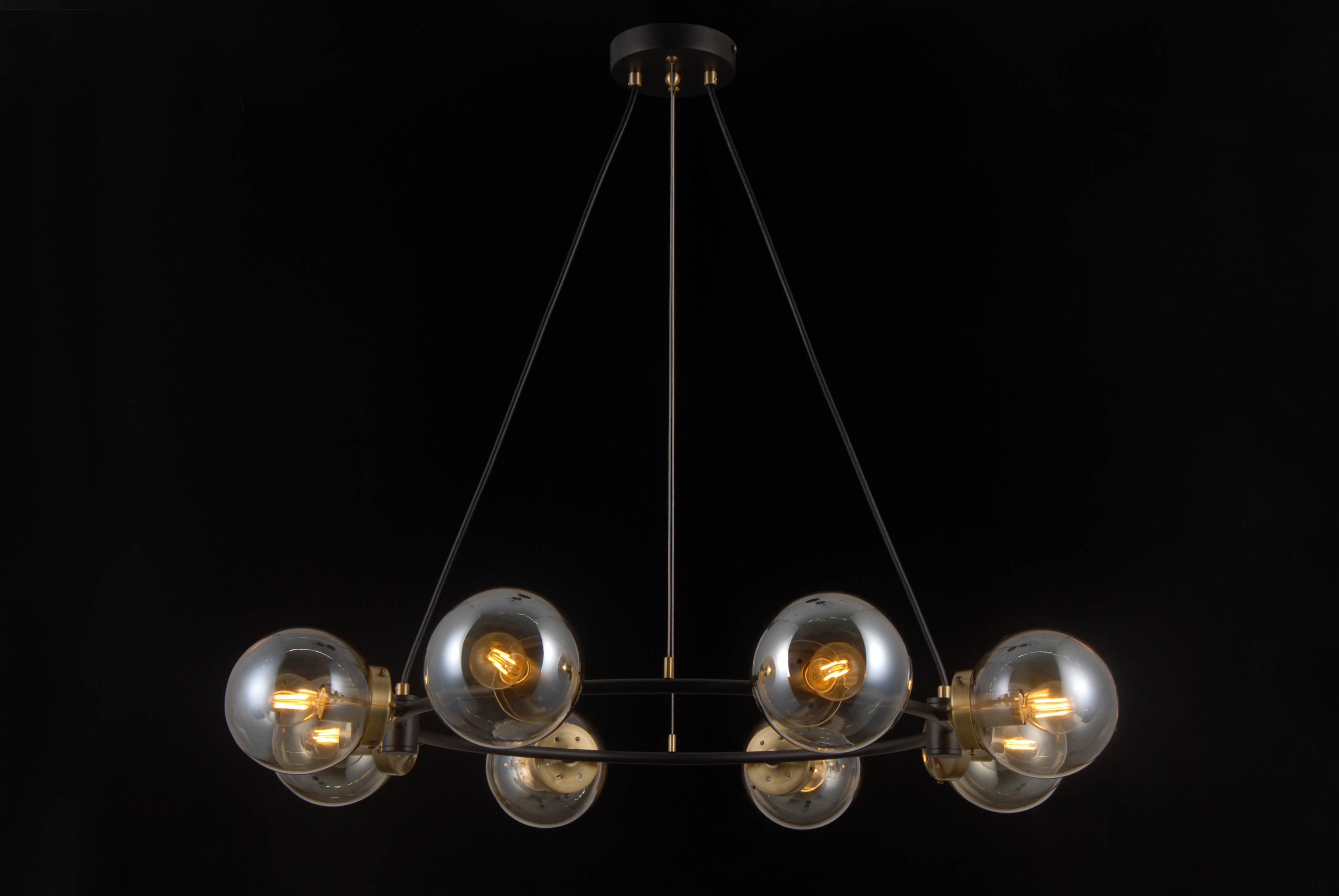 Household Lighting/Ceiling Lamp/Matt black color+Antique brass color+iron+glass+Glass+E14*5W(LED ,8 Lampholders)