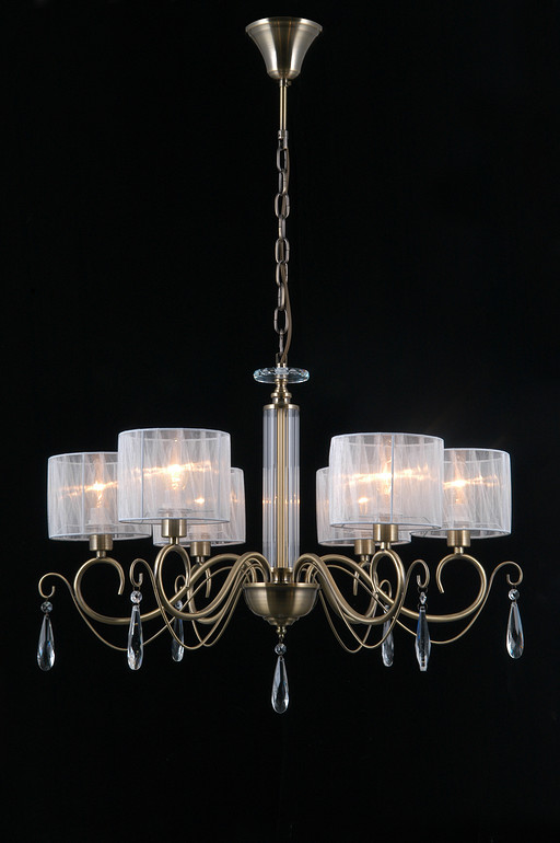 Household Lighting/Ceiling Lamp/Antique brass color+iron+fabric shade+crystal+E14*40W(6)