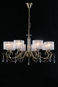 Household Lighting/Ceiling Lamp/Antique brass color+iron+fabric shade+crystal+E14*40W(8)