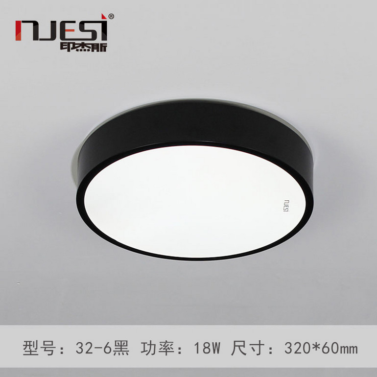 Simple ceiling light,black,circular