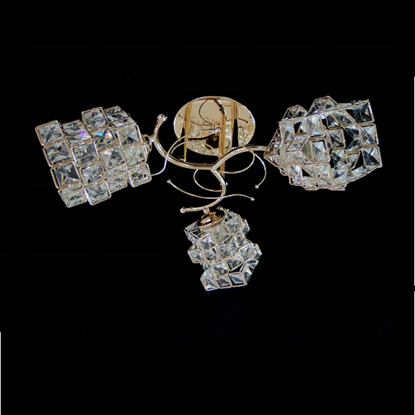 Three Head Crystal Cube Ceiling Chandelier