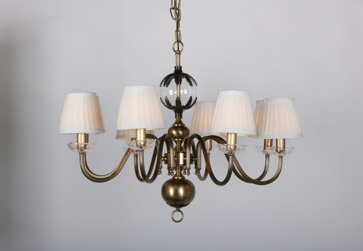 Jushang,All copper cloth cover VGB old copper eight-head chandelier