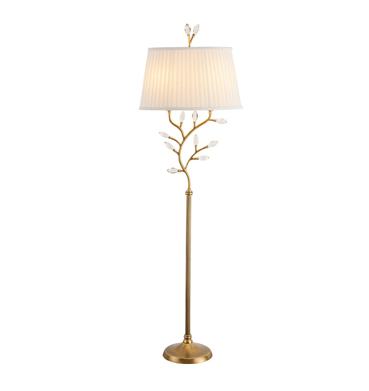 Jushang,All-copper cloth covered crystal VGB old copper floor lamp