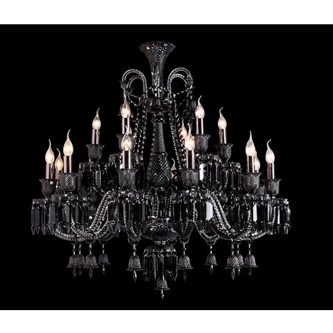 CHEIM LUSTER D83400-1000xH880-12 6-Black Series Luxury Candle Crystal Chandelier