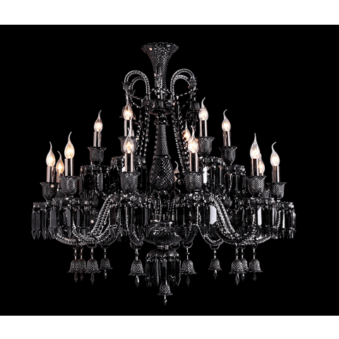 CHEIM LUSTER D83400-1000xH880-12 6-Black Series Luxury Candle Crystal Chandelier