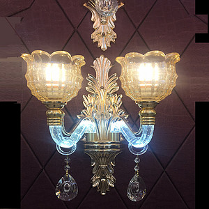 European creative bedroom head double crystal wall lamp