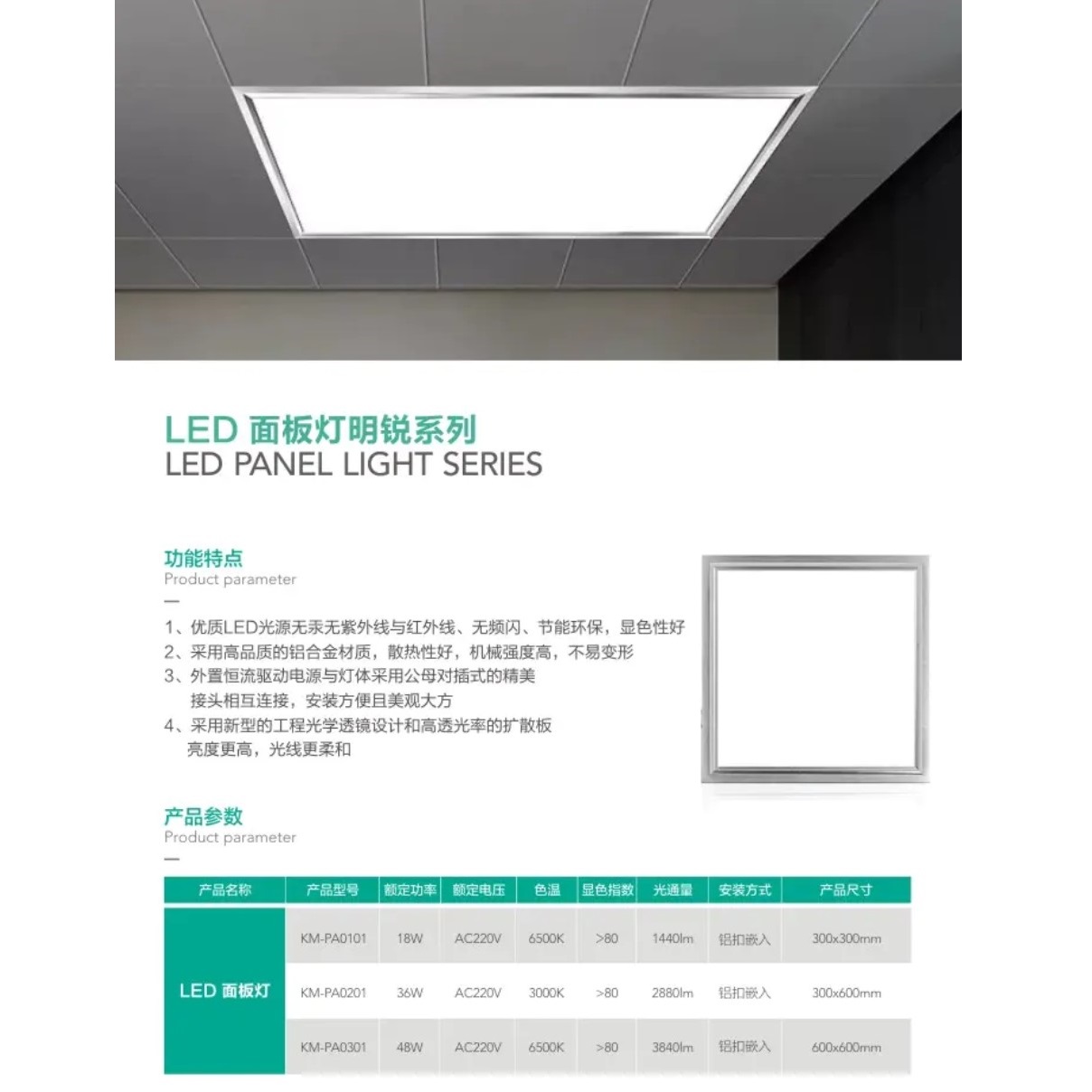 LED panel light Mingrui series