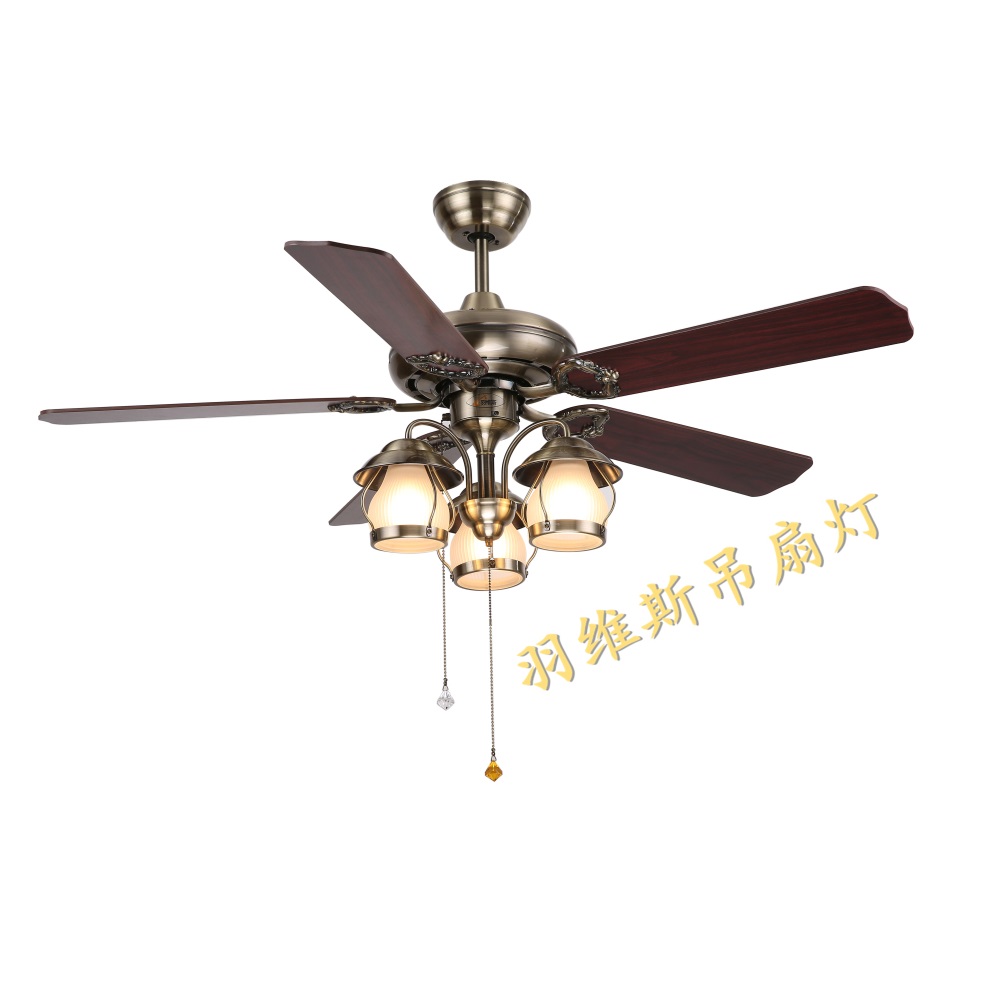 Chandelier,Five-leaf,imported,blue and bronze,ceiling fan,LED lights