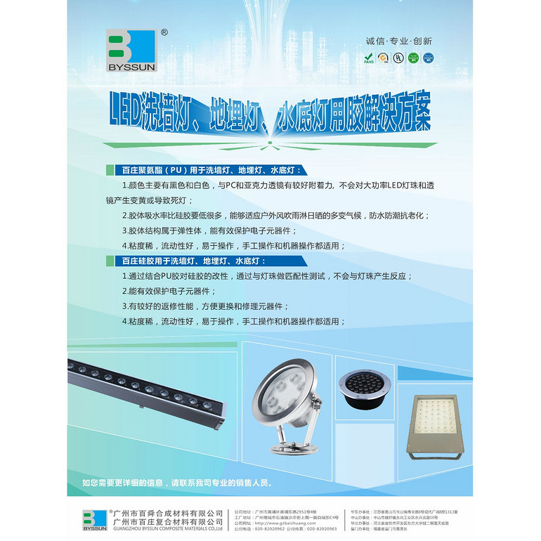 LED wall washing lamp, buried lamp, glue scheme for washing lamp