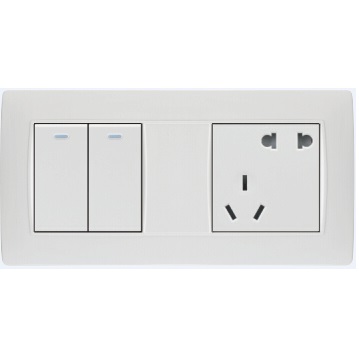 Switch and Socket,white,triplet,Two