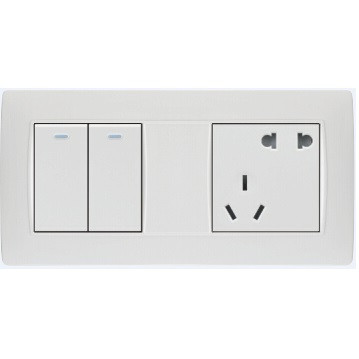 Switch and Socket,white,triplet,Two