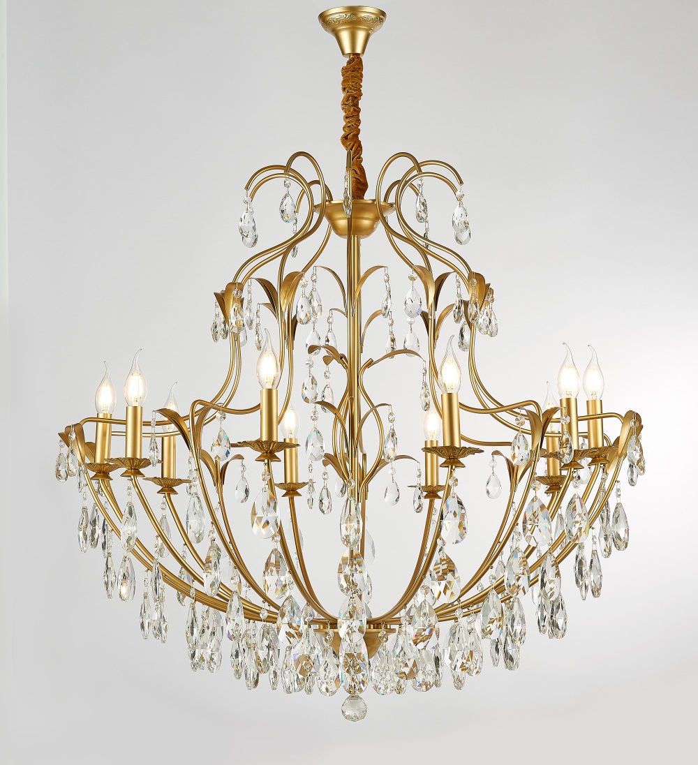 Zhongshan modern chandelier iron gold candle crystal chandelier Indoor chandelier