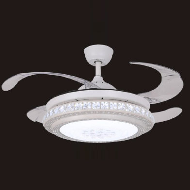 FSD-2302 Silver Diamond Pattern Ring Fan Lamp