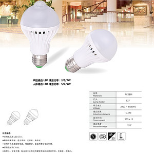 white,sound control,LED Bulb