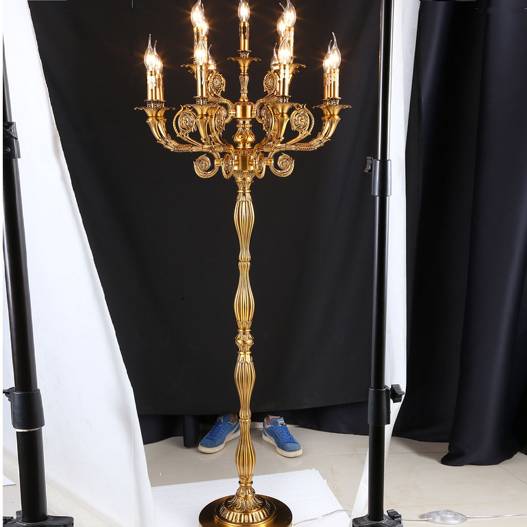 Gold antique brass floor lamp indoor vintage decorative crystal floor lamp for home hotel decoration