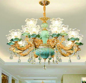 Light luxury jade living room crystal chandelier