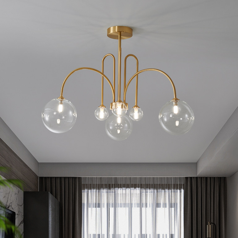 All copper light luxury Nordic living room chandeliers