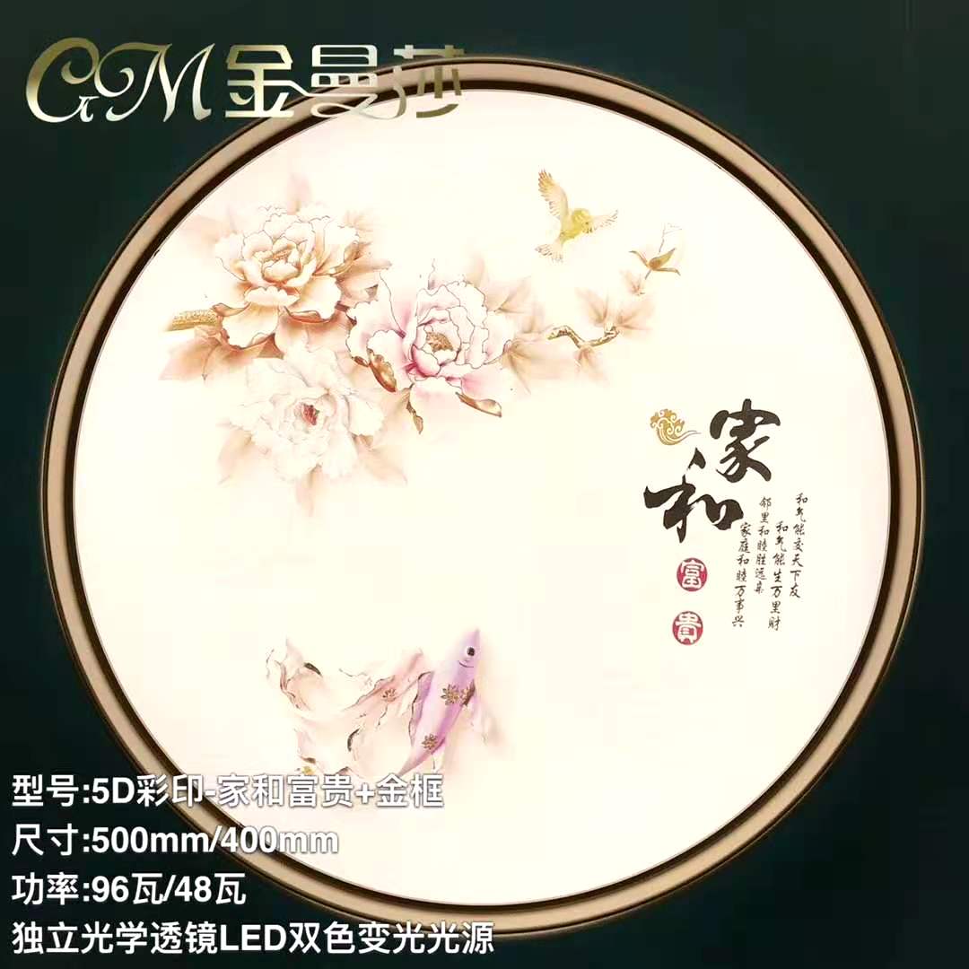 5D color printing - home and wealth + gold frame series ceiling lamp