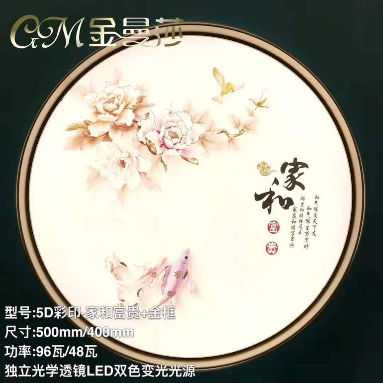 5D color printing - home and wealth + gold frame series ceiling lamp