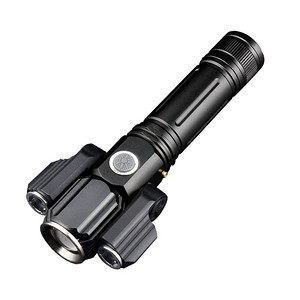 LED strong light three - tip rotating long - range rechargeable flashlight