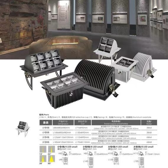 Embedded LED museum indoor exhibition Hall COB spotlights