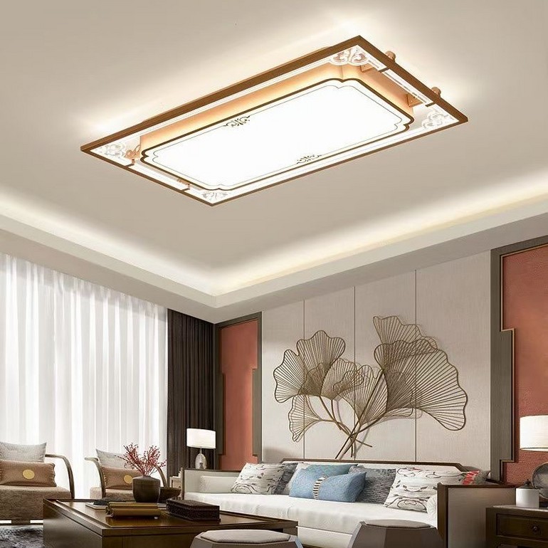 New Chinese style living room modern bedroom creative rectangular retro LED ceiling light