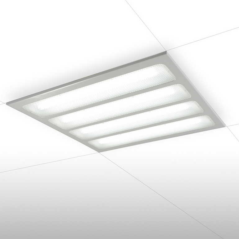 Highlight the four grille panel for indoor office lighting