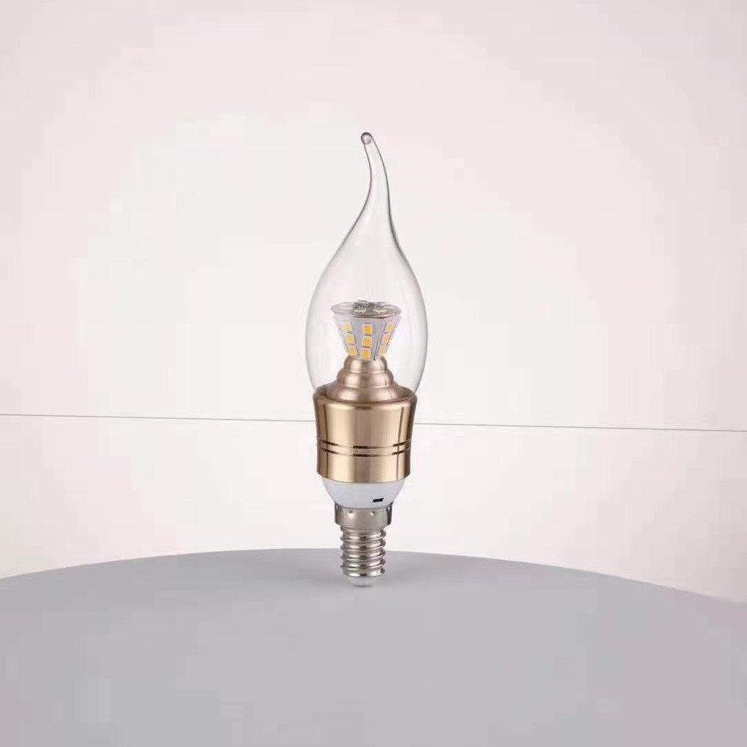 LED candle bulb bulb with screw end in living room and bedroom