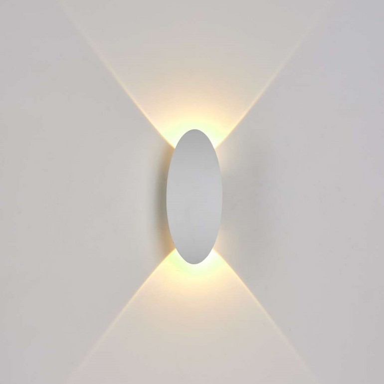 LED wall lights above and below the bed of the hallway in the oval indoor bedroom